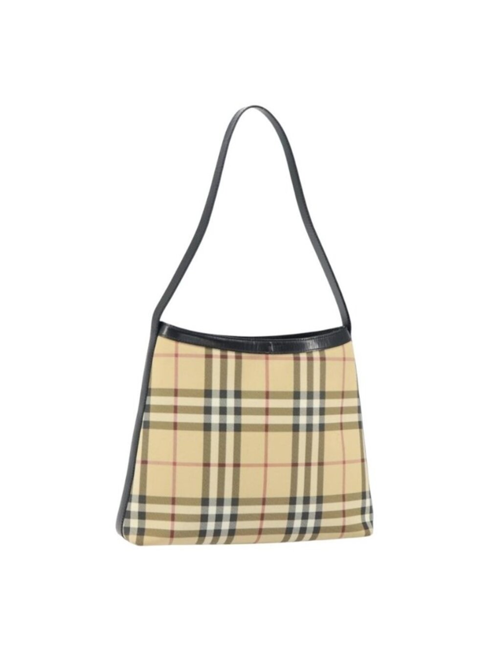 Authentic BURBERRY Nova Check Shoulder Bag PVC Beige Silver